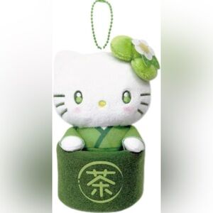 Sanrio Mascot Pouch Matcha Bowl Hello Kitty Tea-flower Shaped Head Ornament